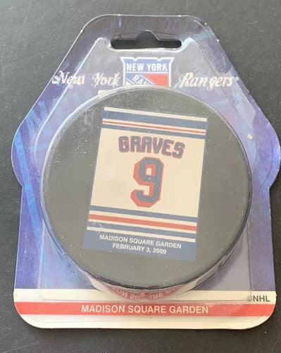 Adam Graves Retirement Night Puck 2009 NY Rangers #9 Madison Square Garden NEW