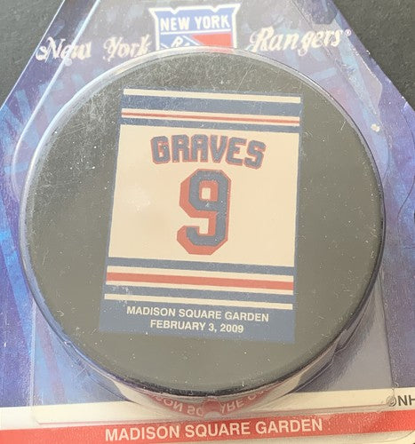 Adam Graves Retirement Night Puck 2009 NY Rangers #9 Madison Square Garden NEW
