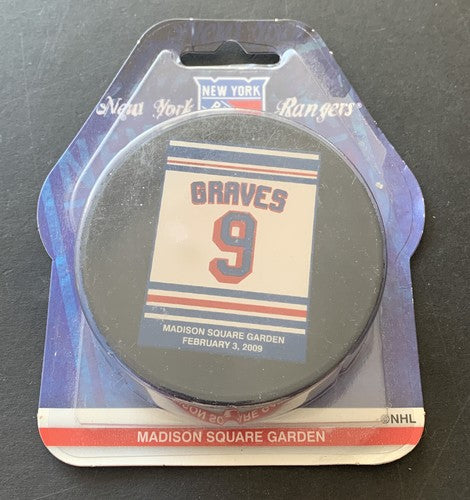 Adam Graves Retirement Night Puck 2009 NY Rangers #9 Madison Square Garden NEW