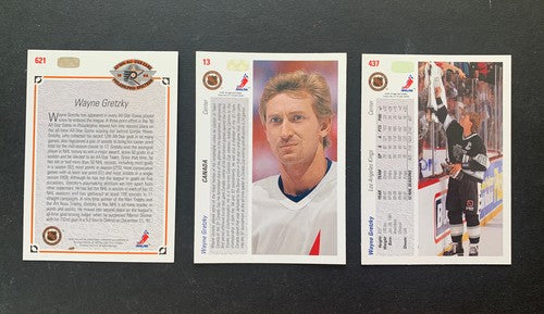 1991-92  Upper Deck Wayne Gretzky Los Angeles Kings 3 Card Lot # 437 13 621 Mint