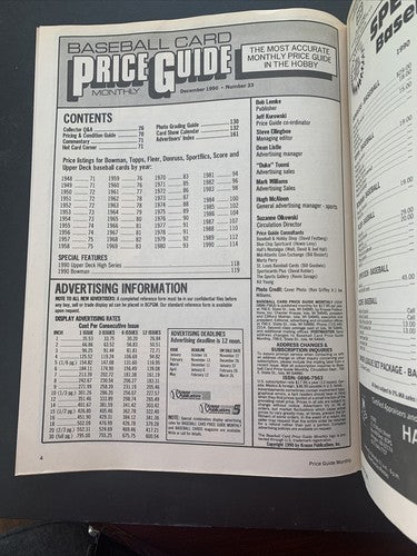 BASEBALL CARD PRICE GUIDE Scd DECEMBER 1990 KEN Griffey Jr W/ UNCUT CARDS INSIDE