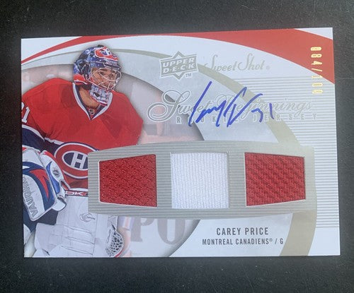 Carey Price 2007-08 Upper Deck Sweet Shot Mint + Card Auto Rookie 3 Jersey /100
