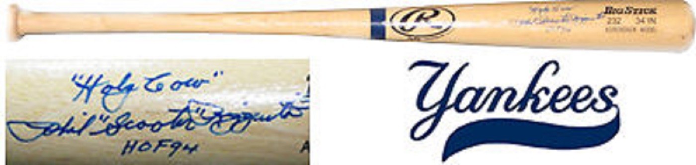 Phil Rizzutto Rawlings Bat Signed "Holy Cow" & HOF 94 Autograph Yankees Cbm Coa