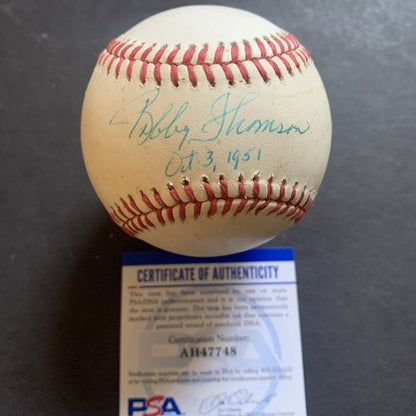 Bobby Thomson Giants Signed N.L Baseball Oct 3, 1951 Autograph The Shot PSA COA