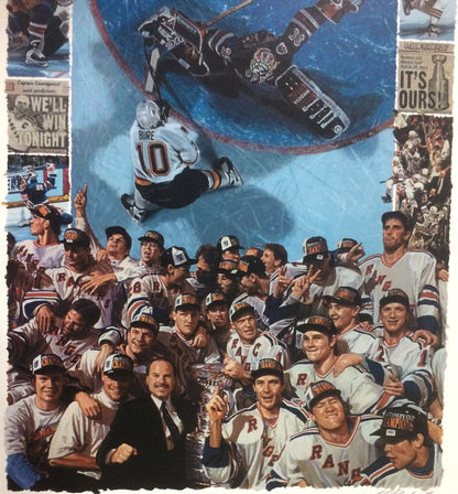 1994 stanley cup Ny Rangers Lithograph PHOTO Signed bill purdom Mark Messier Le
