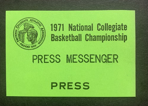 1971 NCAA Basketball Championship Press Media Ticket Schedule Ucla Vs Villanova