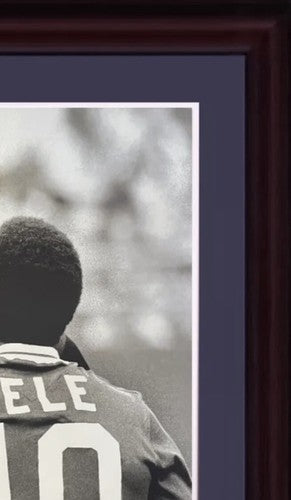 Pele Signed 16x20 Soccer Photo Hugging Muhammad Ali Framed Mint Auto Bas Coa