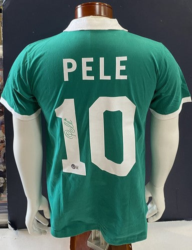Pele Signed  New York Cosmos Green Jersey #10 Vintage Autograph Beckett Bas Coa
