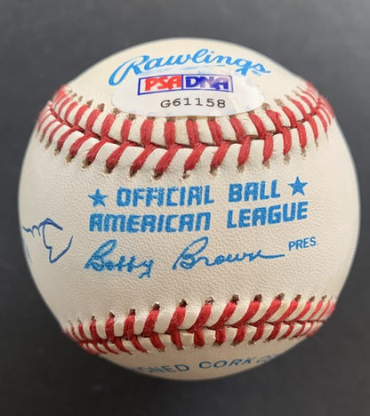 Billy Martin & Whitey Ford Yankees Signed Official A.L Baseball autograph PSA