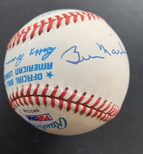 Billy Martin & Whitey Ford Yankees Signed Official A.L Baseball autograph PSA