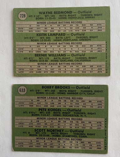 1971 Topps BASEBALL SET BREAK High # 728 & # 633 ROOKIE STARS Gd 2 Cards