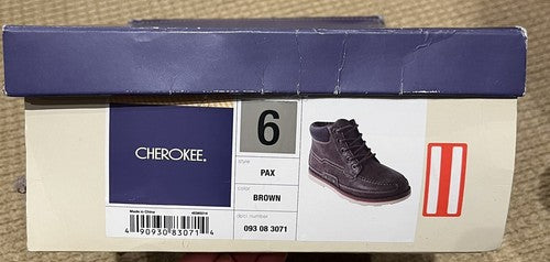 Cherokee Leather Boots Brown Boys Size 6 Youth Non Marking Outsole NIB