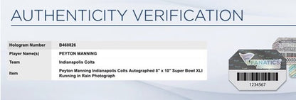 Peyton Manning Colts Signed 8x10 Framed Photo Super Bowl XLI Auto Fanatics Coa