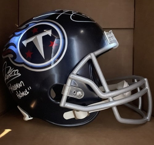 Derrick Henry & Eddie George Titans Signed FS Rep Helmet Heisman Helmet Auto JSA