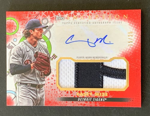 2022 Topps Inception Casey Mize Mint Auto Patch Card Red /25 Tigers Signed