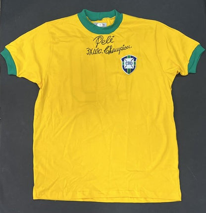Pele Signed 3x Champion World Cup CBD Brazil Jersey #10 Auto PSA COA