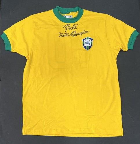 Pele Signed 3x Champion World Cup CBD Brazil Jersey #10 Auto PSA COA