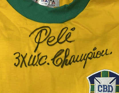 Pele Signed 3x Champion World Cup CBD Brazil Jersey #10 Auto PSA COA