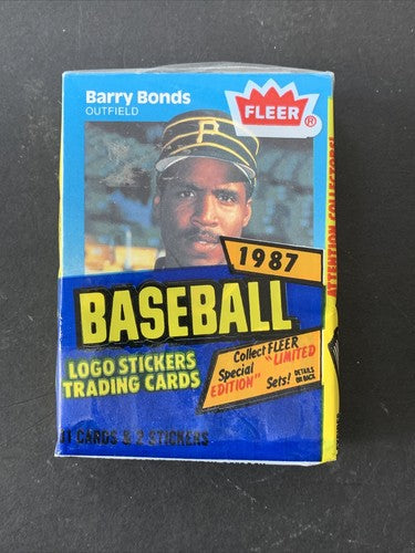 1987 Fleer Unopened Cello Pack Factory Sealed Barry Bonds Rookie On top Mint Rc