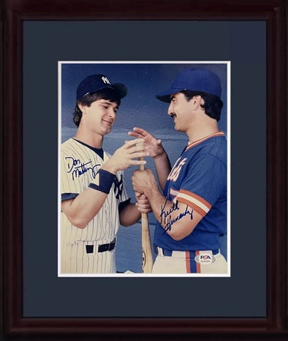 Don Mattingly Keith Hernandez Signed 8x10 Bat Game Photo Framed Vintage Auto Psa