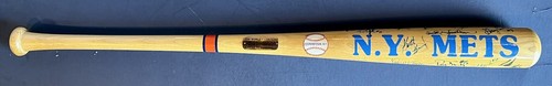 1986 Mets World Series Team Signed Bat 16 Auto Hernandez Strawberry Carter COA