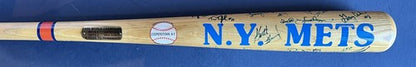 1986 Mets World Series Team Signed Bat 16 Auto Hernandez Strawberry Carter COA