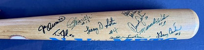 1986 Mets World Series Team Signed Bat 16 Auto Hernandez Strawberry Carter COA