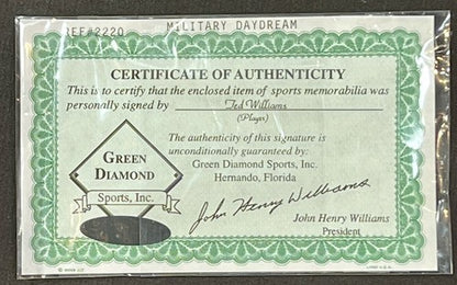 Ted Williams Signed 16x20 Military Daydream Photo Suede Framed Auto Diamond COA