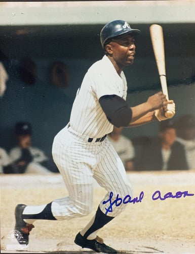 Hank Aaron Signed 8x10 Baseball Photo Braves Hof Gem Mint Auto Ken Goldin Coa