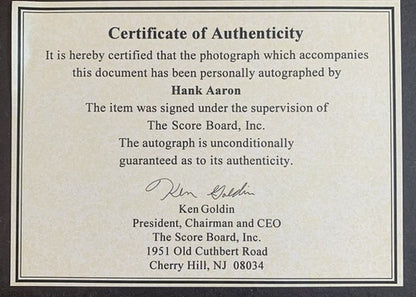 Hank Aaron Signed 8x10 Baseball Photo Braves Hof Gem Mint Auto Ken Goldin Coa