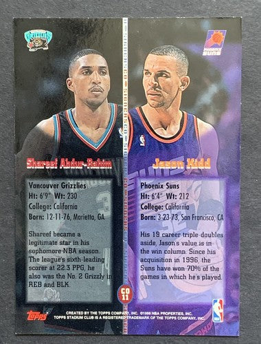 1998-99 STADIUM CLUB CO-SIGNERS JASON KIDD & SHAREEF ABDUR-RAHIM Mint Dual Auto