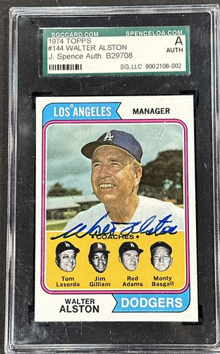 1974 Topps Walter Walt Alston #144 Signed Card JSA Coa Mint Auto Dodgers Hof