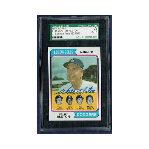 1974 Topps Walter Walt Alston #144 Signed Card JSA Coa Mint Auto Dodgers Hof