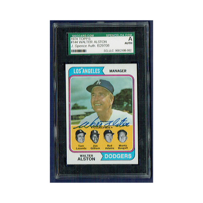 1974 Topps Walter Walt Alston #144 Signed Card JSA Coa Mint Auto Dodgers Hof