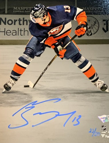 Mathew Barzal Islanders Signed Legs Goal 11x14 Photo Framed /50 Fanatics Auto