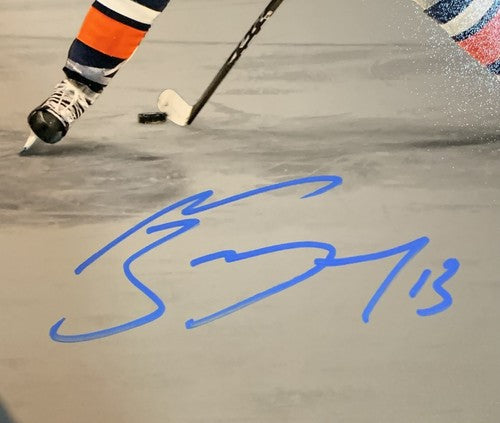 Mathew Barzal Islanders Signed Legs Goal 11x14 Photo Framed /50 Fanatics Auto