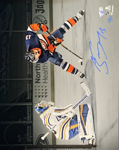 Mathew Barzal Islanders Signed Legs Goal 11x14 Photo Framed /50 Fanatics Auto