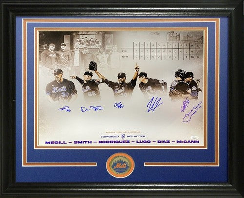New York Mets 2022 No Hitter Signed 16x20 Photo Framed Diaz 6 Autograph JSA COA
