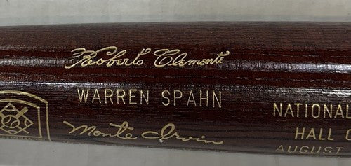 Roberto Clemente Louisville 1973 HOF Commemorative Bat 500 Mint Warren Spahn