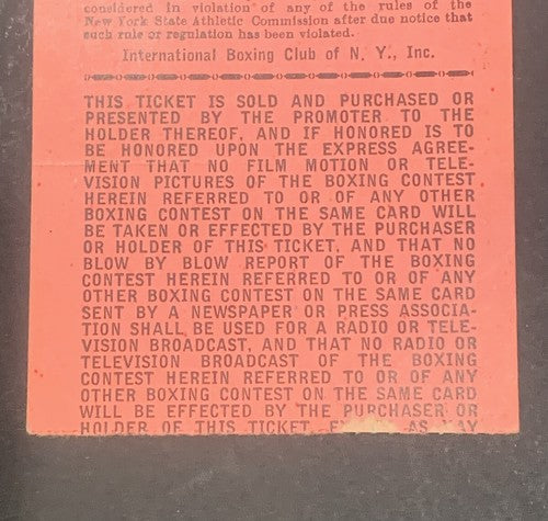 1955 Rocky Marciano Retires Last Fight Ticket Stub Original 49-0 Yankee Stadium