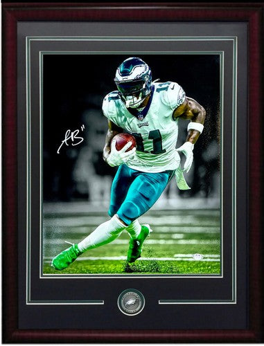 AJ Brown Philadelphia Eagles Signed 16x20 Spotlight Photo Framed Autograph PSA