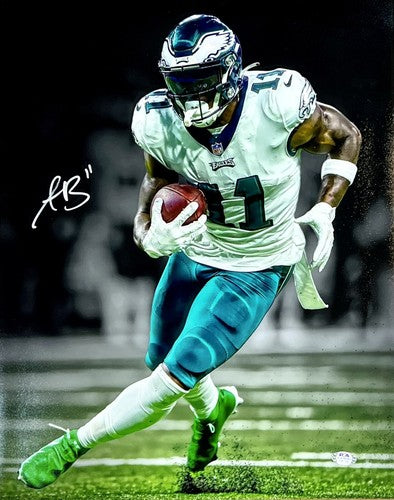AJ Brown Philadelphia Eagles Signed 16x20 Spotlight Photo Framed Autograph PSA