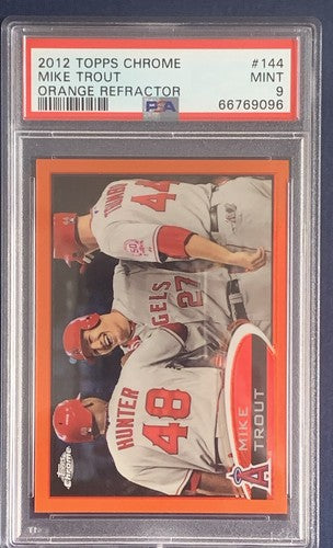 2012 Topps Chrome Mike Trout Orange  Refractor #144 Angels RC Rookie PSA 9 MINT