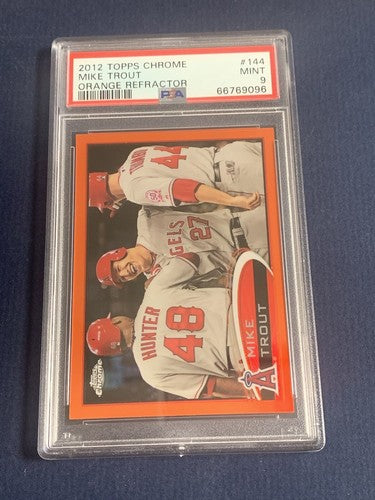 2012 Topps Chrome Mike Trout Orange  Refractor #144 Angels RC Rookie PSA 9 MINT