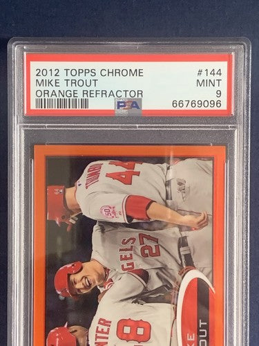2012 Topps Chrome Mike Trout Orange  Refractor #144 Angels RC Rookie PSA 9 MINT