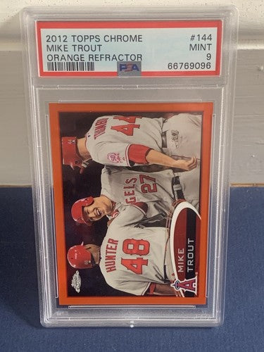 2012 Topps Chrome Mike Trout Orange  Refractor #144 Angels RC Rookie PSA 9 MINT