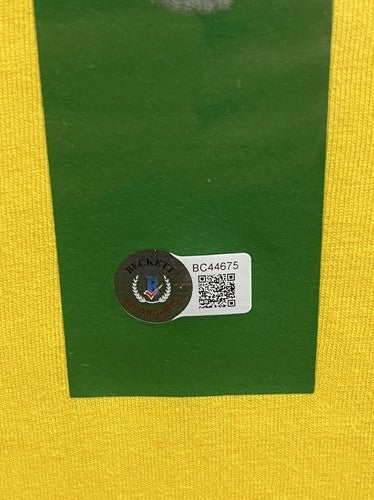 Pele Signed CBD Brazil World Cup Soccer Jersey Framed #10 Autograph Beckett COA