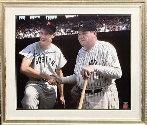 Ted Williams Red Sox Signed 20x24 Photo With Babe Ruth Framed Auto HOF Steiner
