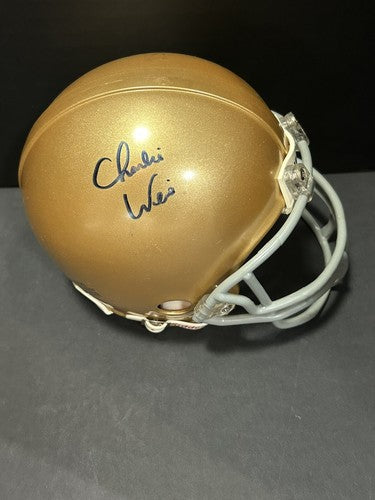 Charlie Weis Signed Coach Notre Dame Irish Mini Helmet Autograph Steiner Holo