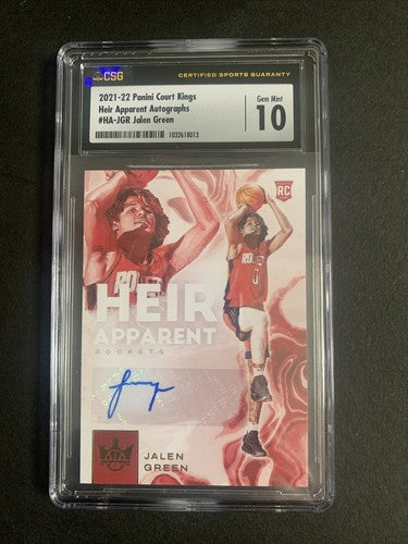 2021-22 Panini Court Kings Jalen Green Heir Apparent Rc Mint 10 Auto /125 CSG 10